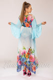 Cardigan de Plaja Albastru cu Imprimeu Floral Cod : 308 (03)