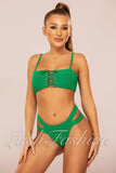 Costum de Baie din Doua Piese Verde din Raiat Cod : 8802 (028)