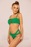 Costum de Baie din Doua Piese Verde din Raiat Cod : 8802 (028)