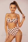 Costum de Baie din Trei  Piese Somon cu Buline Cod : F60 (04)