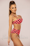 Costum de Baie din Trei Piese Corai cu Buline Cod : F60 (04)