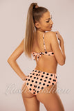 Costum de Baie din Trei  Piese Somon cu Buline Cod : F60 (04)
