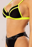 Costum de Baie din Doua Piese Negru Neon Cod : D01 (08)