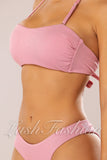 Costum de Baie din Doua Piese Roz Pudra Cod : 21747-1 (02)