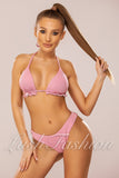 Costum de Baie din Doua Piese Roz Pudra Cod : 21745-1 (011)