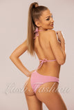 Costum de Baie din Doua Piese Roz Pudra Cod : 21745-1 (011)