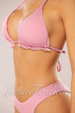 Costum de Baie din Doua Piese Roz Pudra Cod : 21745-1 (011)