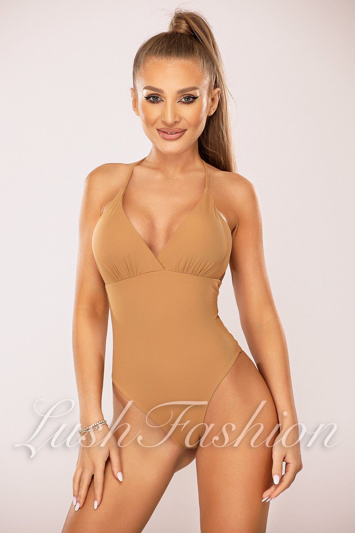 Costum de Baie Intreg din Raiat Crem Cod : Y3085 (051)