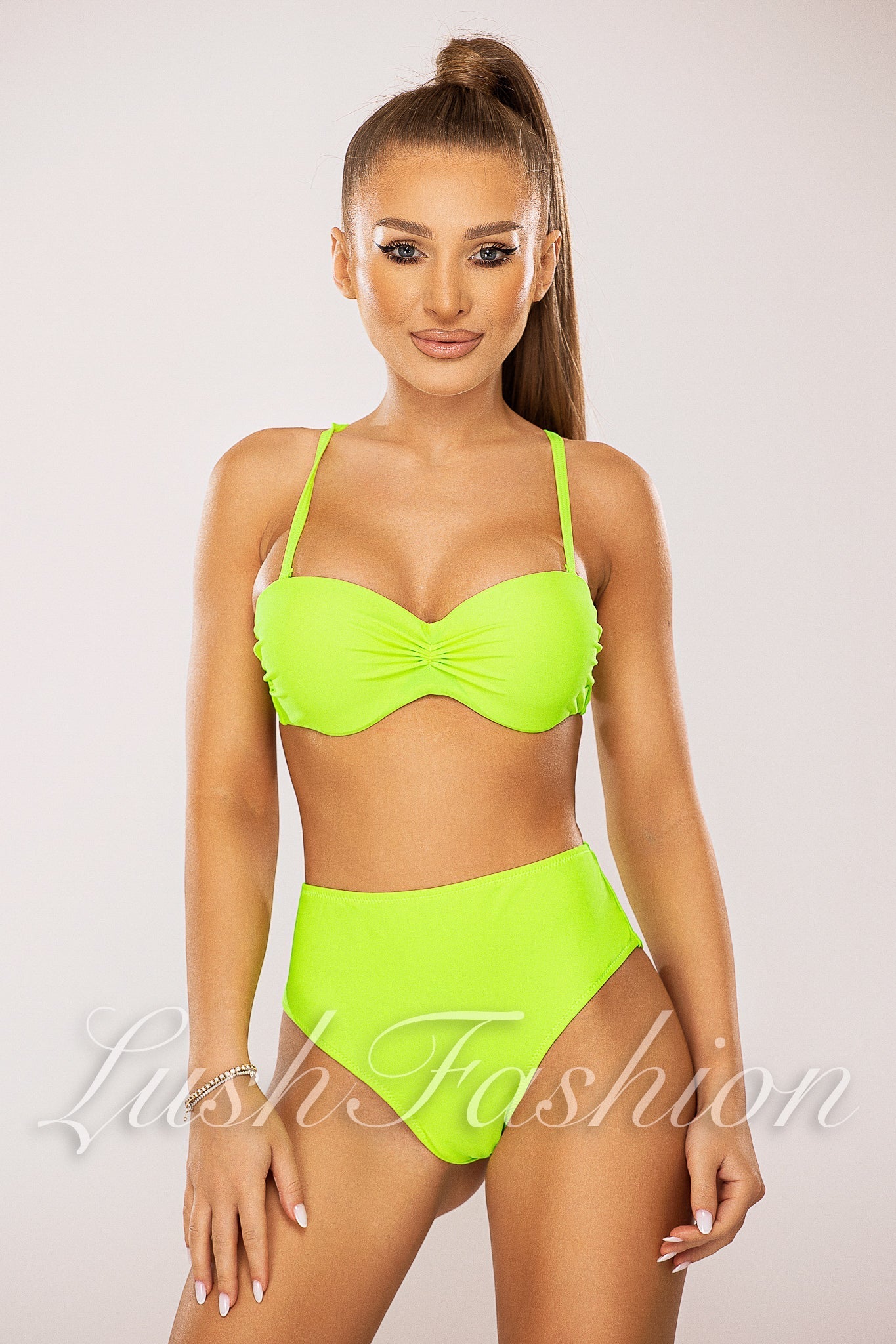 Costum de Baie din Trei Piese Neon cu Print Cod : 0079 (058)