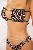 Costum de Baie din Doua Piese Verde cu Print Cod : 22859 (01)
