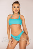Costum de Baie din Doua Piese Turcoaz Cod : 21747-1 (02)