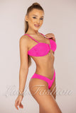 Costum de Baie din Doua Piese Roz din Raiat Cod : 22763 (027)