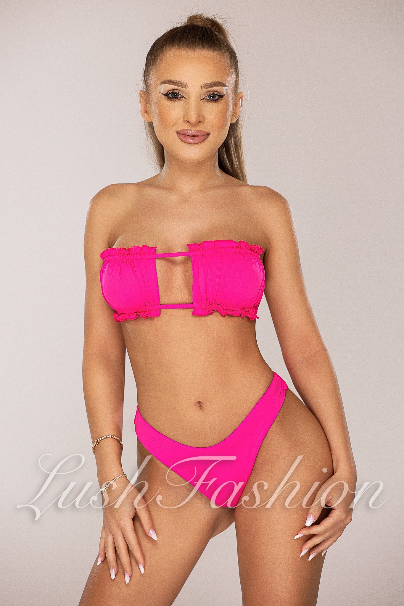 Costum de Baie din Doua Piese Roz Cod : 22834 (038)