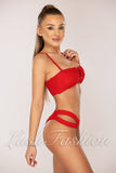 Costum de Baie din Doua Piese Rosu din Raiat Cod : 8802 (028)