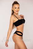 Costum de Baie din Doua Piese Negru din Raiat Cod : 8802 (028)
