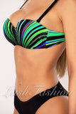 Costum de Baie din Doua Piese Negru cu Verde Cod : 22785 (055)