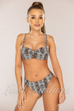 Costum de Baie din Doua Piese Bej cu Print Cod : F24-15 (033)