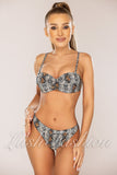 Costum de Baie din Doua Piese Bej cu Print Cod : F24-15 (033)