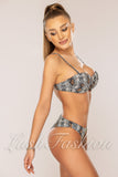 Costum de Baie din Doua Piese Bej cu Print Cod : F24-15 (033)