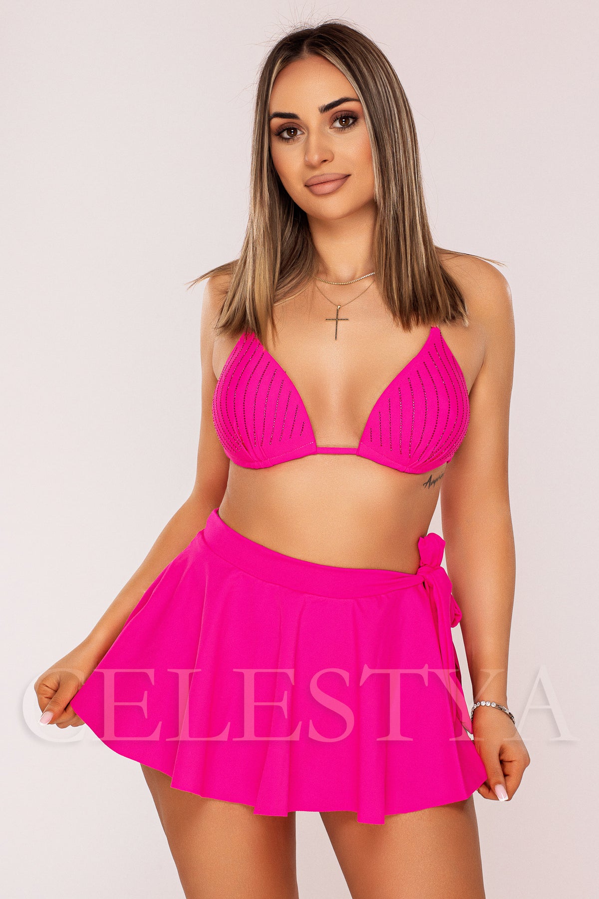 Costum de Baie din Trei Piese Fuchsia Cod : F228 (051)
