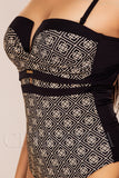 Costum de Baie Intreg Negru cu Print Bej Cod : Y9101 (Z5)