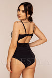 Costum de Baie Intreg Negru cu Print Bej Cod : Y9101 (Z5)