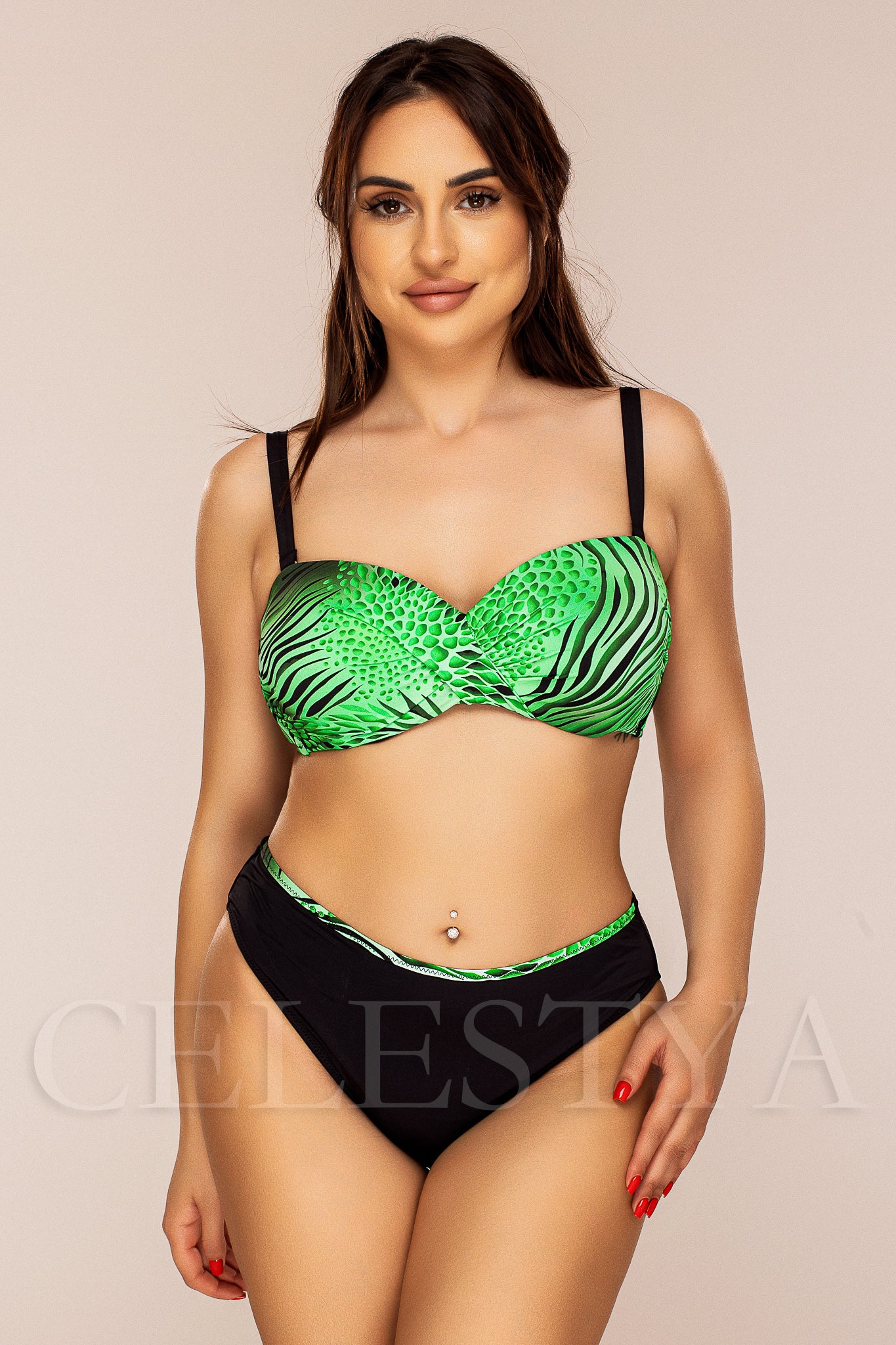 Costum de Baie din Doua Piese Verde Cod : W9111 (Z6)