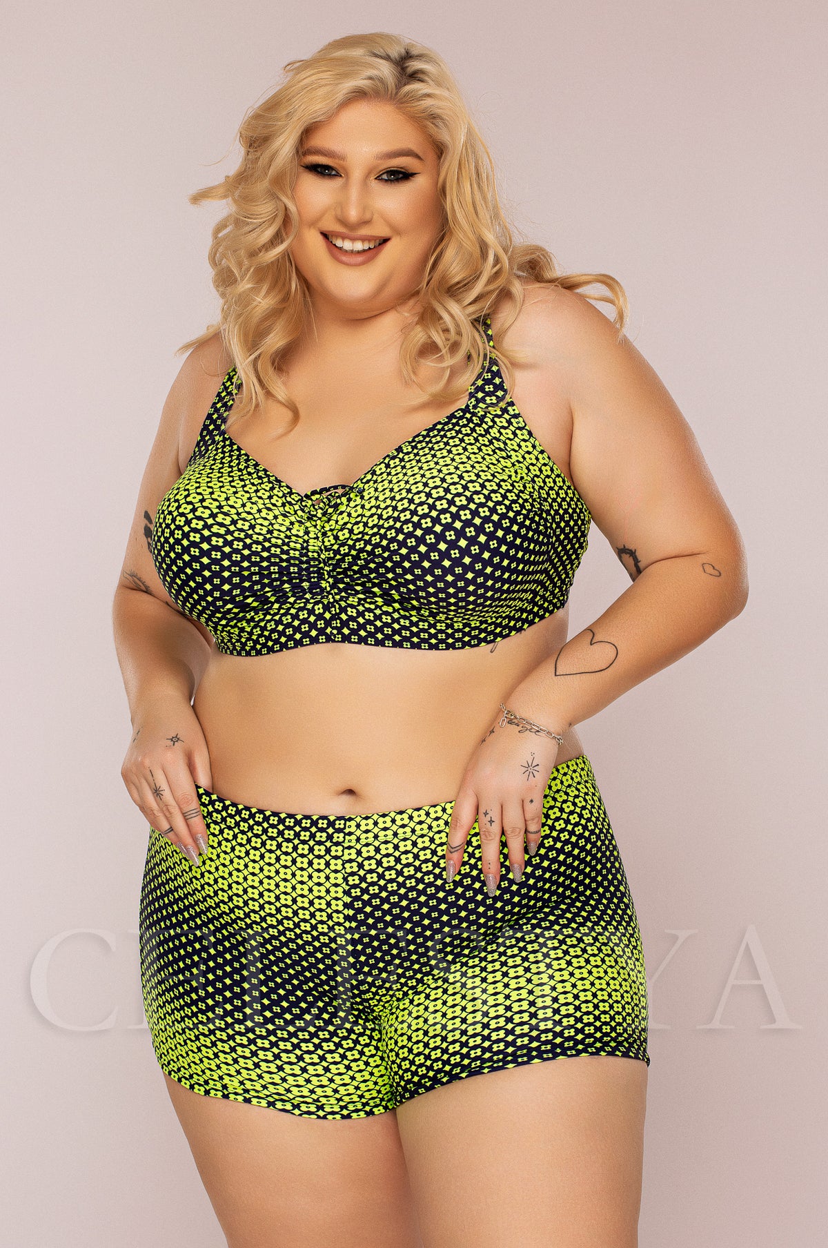 Costum de Baie din Doua Piese Neon Cod : 2296-Z (060)