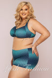 Costum de Baie din Doua Piese Turcoaz Cod : 2296-Z (060)