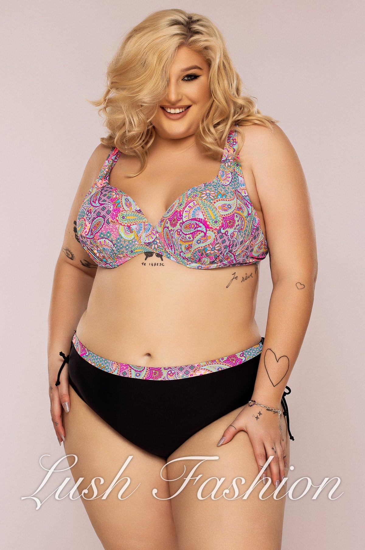 Costum de Baie din Doua Piese Roz Cod : LM037 (Z12)