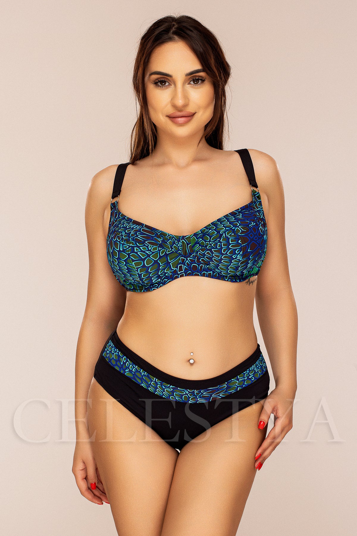 Costum de Baie din Doua Piese Albastru Cod : Y9105 (Z47)