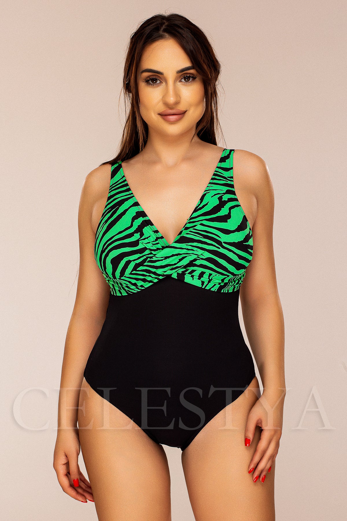 Costum de Baie Intreg Verde Cod : W134 (017)