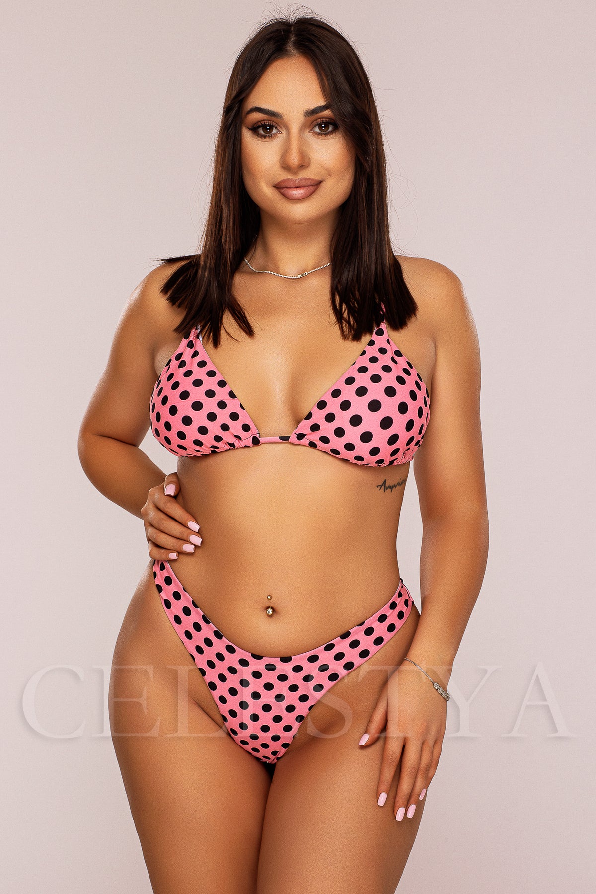 Costum de Baie din Doua Piese Roz Cod : 2109-1 (K) (Z15)
