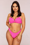 Costum de Baie din Doua Piese Roz Cod : 8841 (Z7)