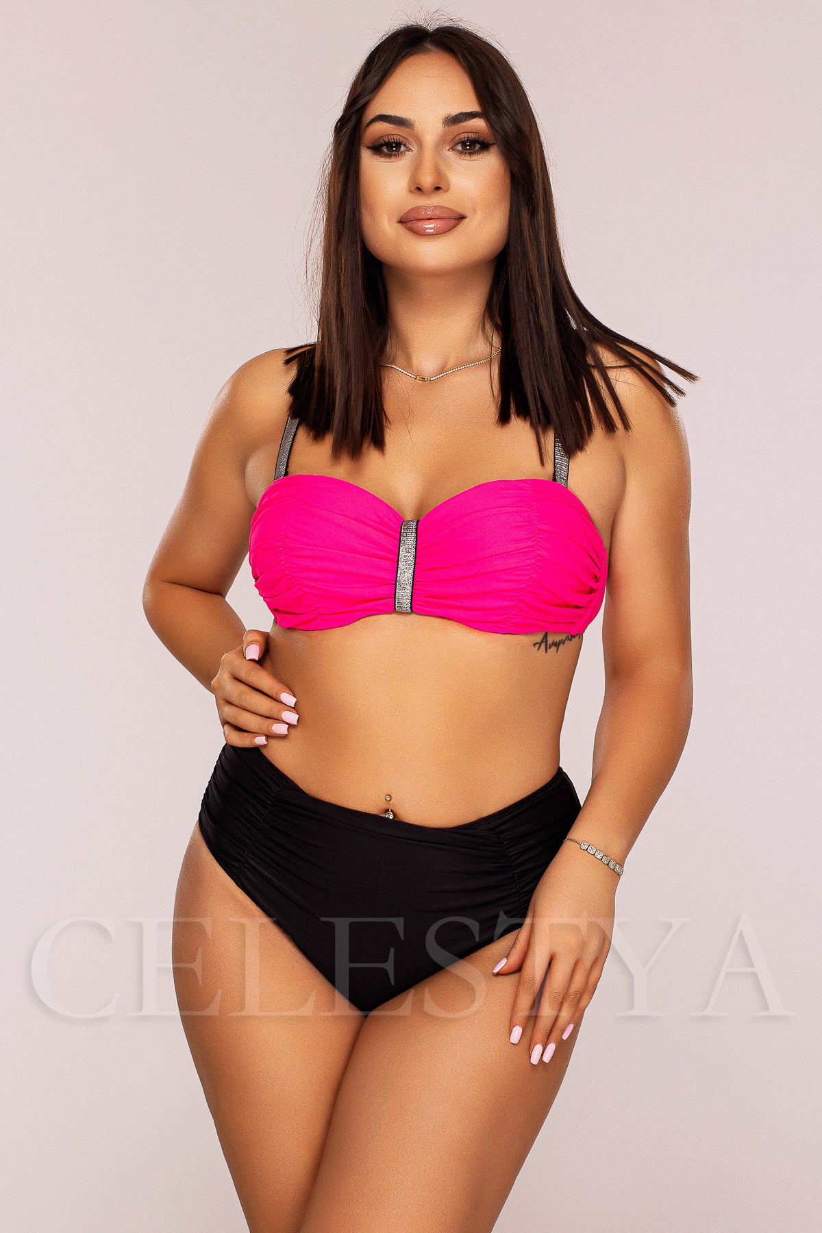 Costum de Baie din Doua Piese Roz Cod : R24-21 (Z15)