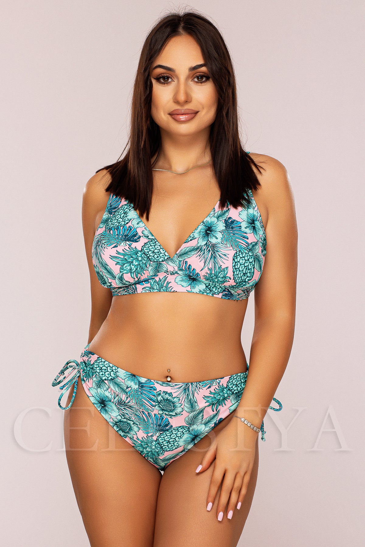 Costum de Baie din Doua Piese Roz Cod : 5008 (Z15)