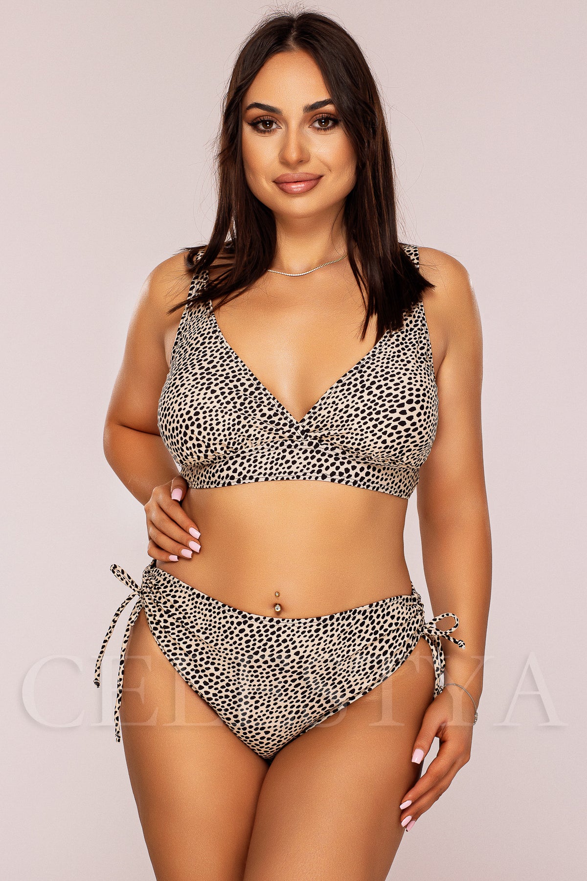 Costum de Baie din Doua Piese Bej Cod : 5008 (Z10)