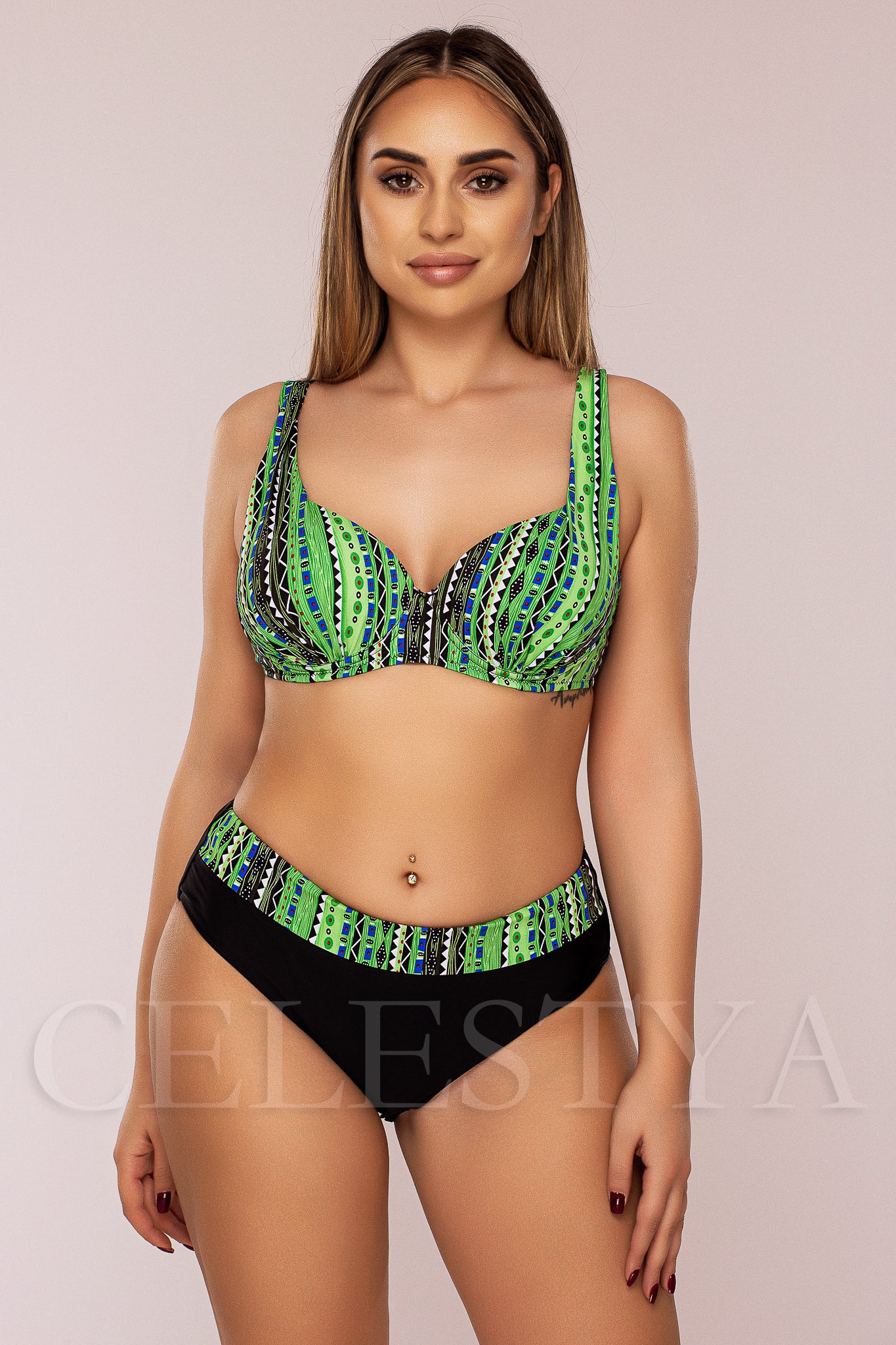 Costum de Baie din Doua Piese Verde Cod : LM037 (Z10)