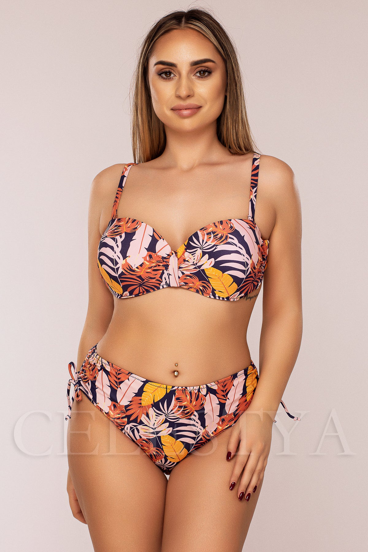 Costum de Baie din Doua Piese Roz Cod : 5003 (Z15)