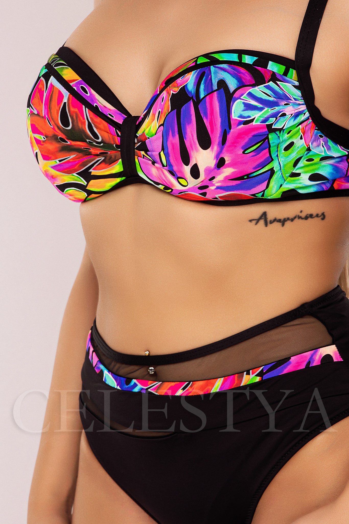 Costum de Baie din Doua Piese Roz Cod : 88121 (018)