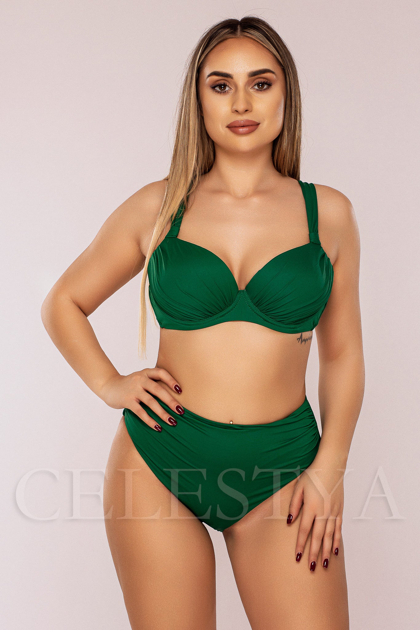 Costum de Baie din Doua Piese Verde Cod : 88230 (027)