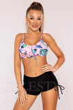 Costum de Baie din Doua Piese Roz Cod : 00118 (Z46)
