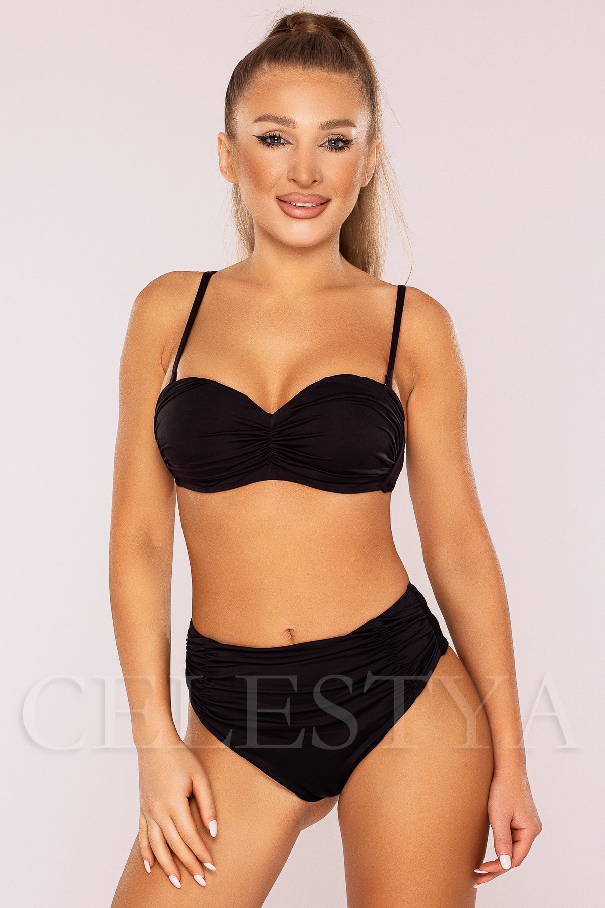 Costum de Baie din Doua Piese Negru Cod : 23572 (Z13)