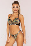 Costum de Baie din Doua Piese Maro cu Print  Cod : 240014 (055)