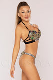 Costum de Baie din Doua Piese Maro cu Print  Cod : 240014 (055)