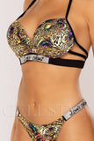 Costum de Baie din Doua Piese Maro cu Print  Cod : 240014 (055)