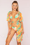 Costum de Baie din Trei Piese Portocaliu Cod : LM031 (Z14)