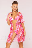 Costum de Baie din Trei Piese Roz Cod : LM031 (Z46)